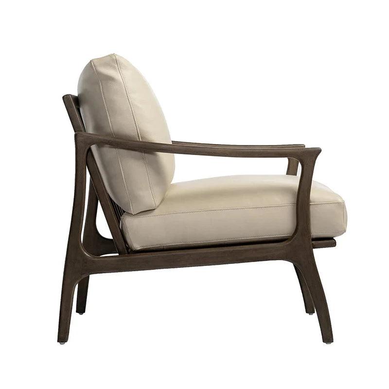 Lindley Lounge Chair Astoria Cream Leather Mid-Century Style