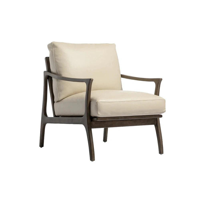 Lindley Lounge Chair Astoria Cream Leather Mid-Century Style