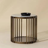 Naxos Side Table With Marble And Glass In Rustic Bronze