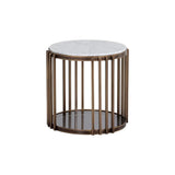 Naxos Side Table With Marble And Glass In Rustic Bronze