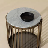 Naxos Side Table With Marble And Glass In Rustic Bronze