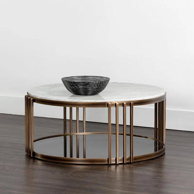 Naxos Coffee Table With Marble Top And Glass Shelf