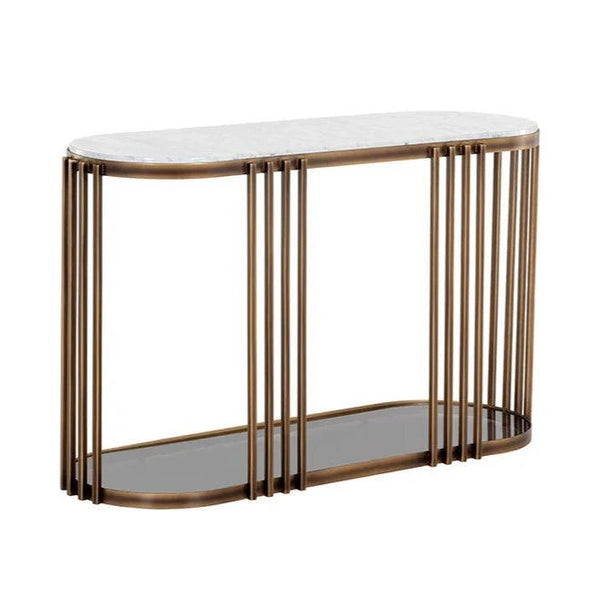 Naxos Console Table With Marble Top And Glass Shelf