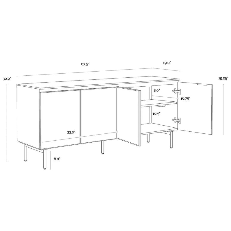 Mirabelli Sideboard With Brass Legs And Cord Management