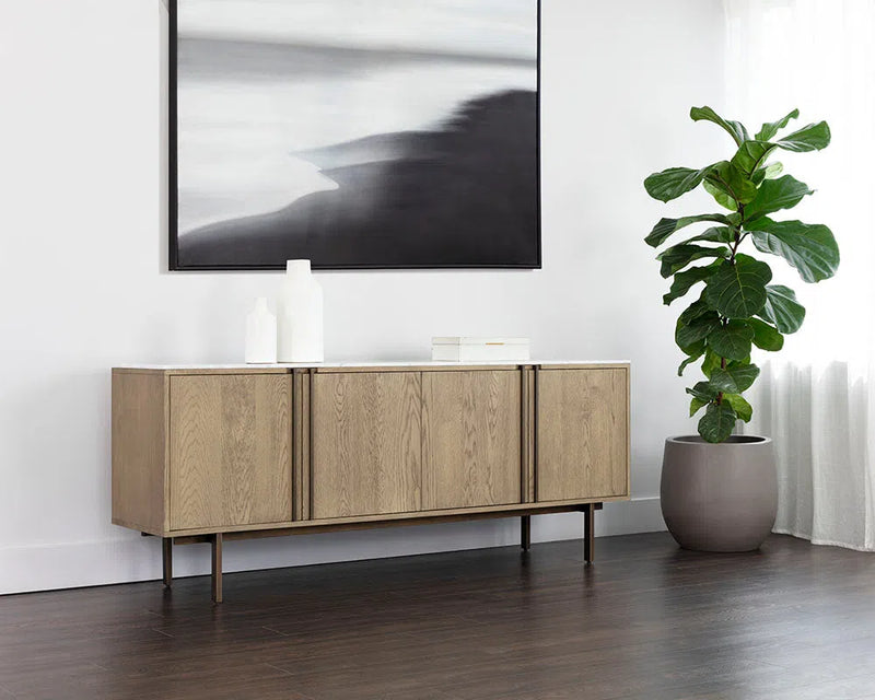 Briar Wooden Marble Top Sideboard