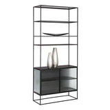 Parsons Bookcase With Fluted Glass Doors And Iron Frame