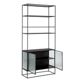 Parsons Bookcase With Fluted Glass Doors And Iron Frame