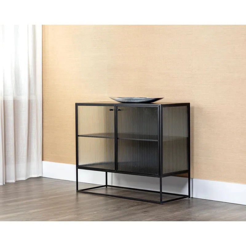 Parsons Iron Framed Glass Door Sideboard