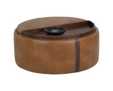 Borelli Leather Upholstered Round Storage Ottoman