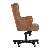 Hubert Office Chair Tobacco Tan Faux Leather Wood Base