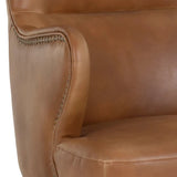 Hubert Office Chair Tobacco Tan Faux Leather Wood Base