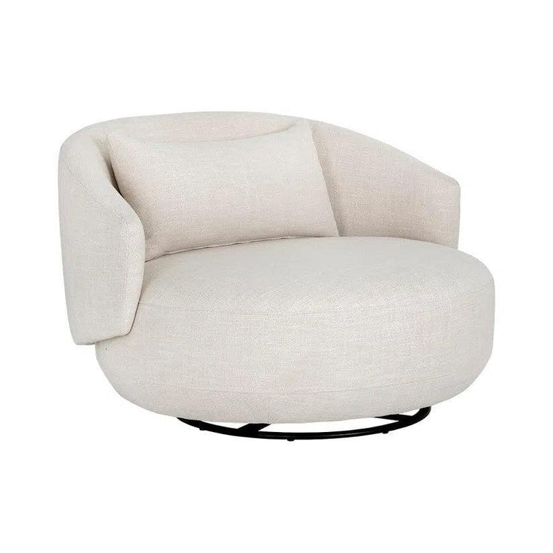 Walsh Swivel Lounge Chair - Effie Linen with Steel Base