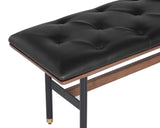 Staten Bench - Black Faux Leather With Brass Caps