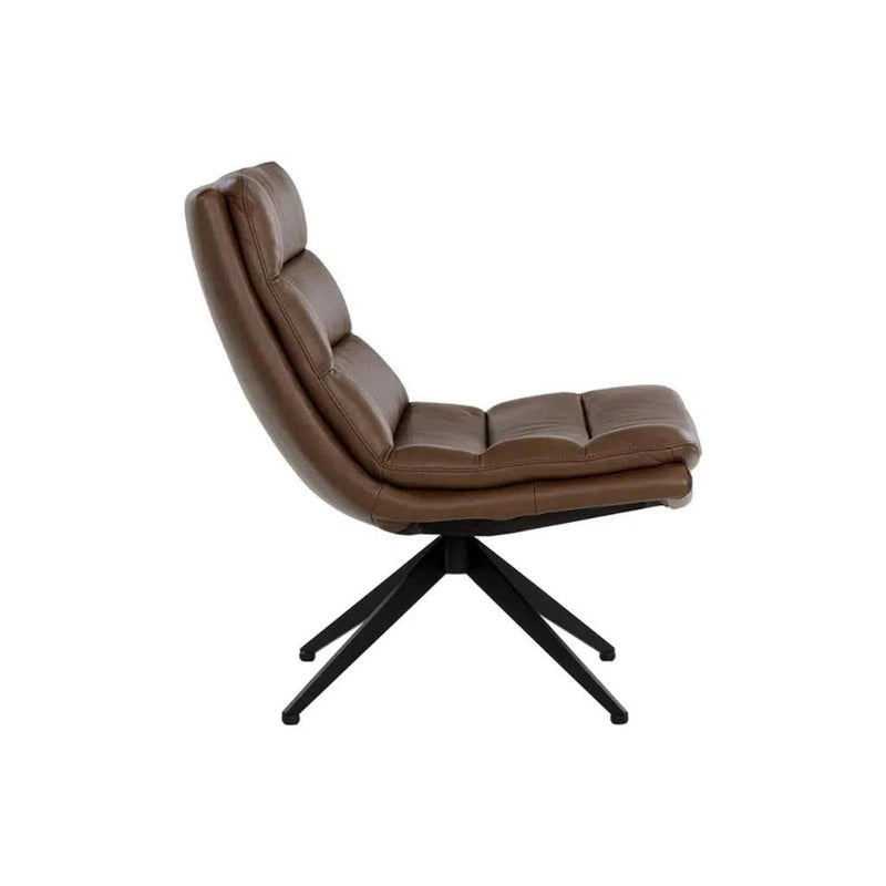 Keller Leather Upholstered Swivel Lounge Chair