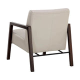 Neymar Lounge Chair Light Grey Leather With Oak Wood