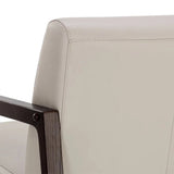 Neymar Lounge Chair Light Grey Leather With Oak Wood