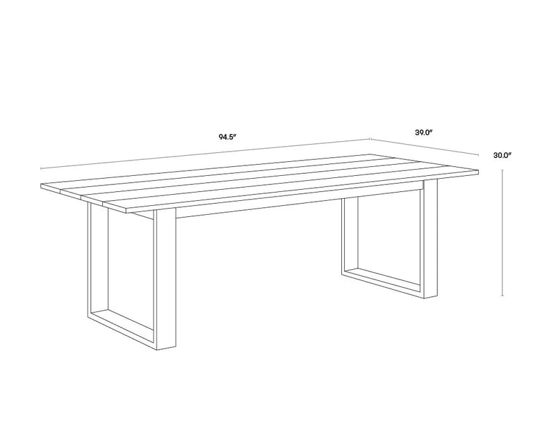 94" Tropea Wooden Outdoor Rectangular Dining Table