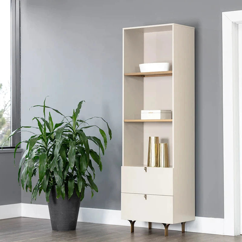 Celine Bookcase Cream With Antique Brass Accents