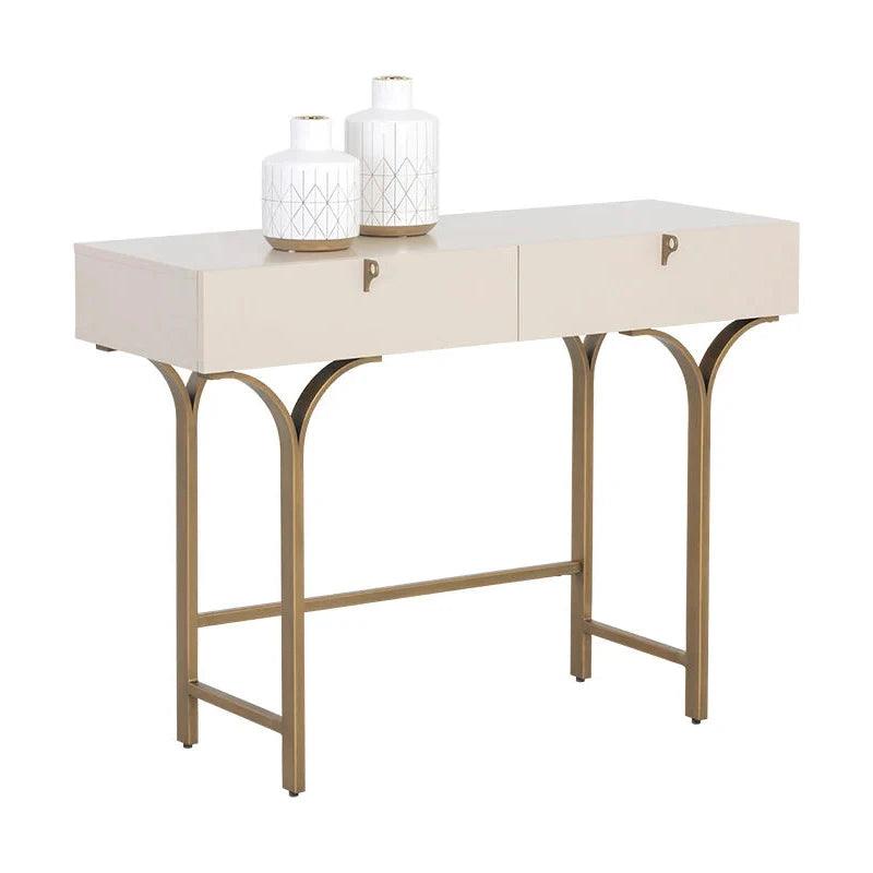 Celine Console Table Cream With Antique Brass Legs