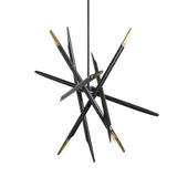 Elegant Mid-Century SERWIN Chandelier in Black and Gold