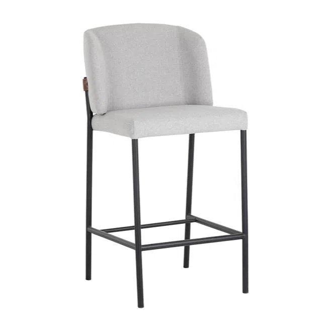 Pearce Counter Stool Modern Light Grey Bravo Cognac Set of 2