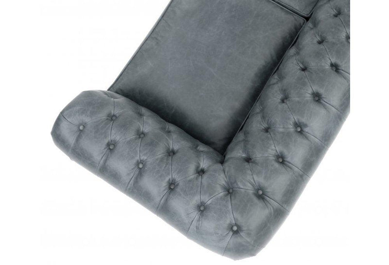 108" Slate Grey Chesterfield Leather Sofa Made to Order Sofas & Loveseats LOOMLAN By Uptown Sebastian