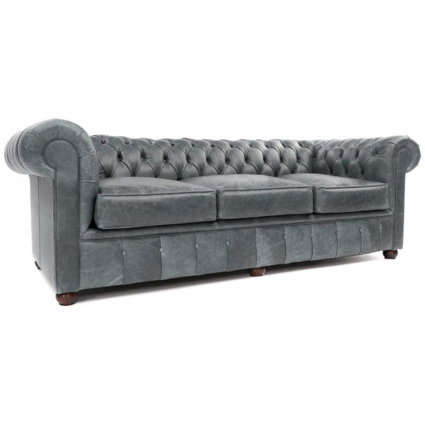 108" Slate Grey Chesterfield Leather Sofa Made to Order Sofas & Loveseats LOOMLAN By Uptown Sebastian