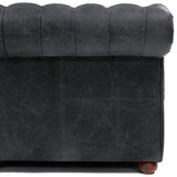 108" Vintage Black Chesterfield Leather Sofa Made to Order Sofas & Loveseats LOOMLAN By Uptown Sebastian