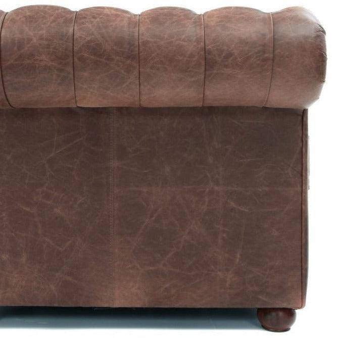 108" Vintage Brown Leather Chesterfield Sofa Made to Order Sofas & Loveseats LOOMLAN By Uptown Sebastian
