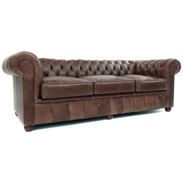 108" Vintage Brown Leather Chesterfield Sofa Made to Order Sofas & Loveseats LOOMLAN By Uptown Sebastian