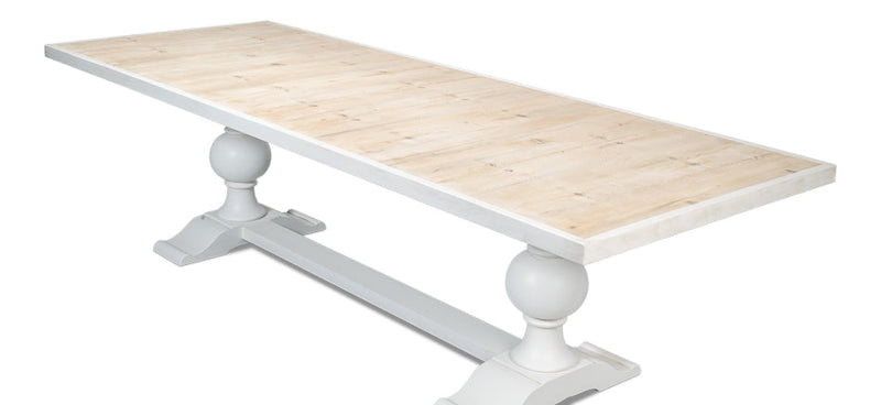 108 White Rectangular Trestle Dining Table for 8 People-Dining Tables-Sarreid-LOOMLAN