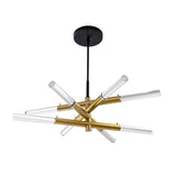 Modern Brass Spira Chandelier With Clear Acrylic Shades