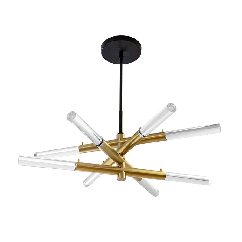 Modern Brass Spira Chandelier With Clear Acrylic Shades