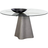 55" Moda Concrete Based Glass Round Dining Table