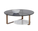 Maldini Coffee Table Modern Glass Top With Brass Frame