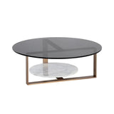 Maldini Coffee Table Modern Glass Top With Brass Frame