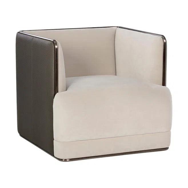 Sierra Armchair Modern Taupe Fabric With Bronze Frame