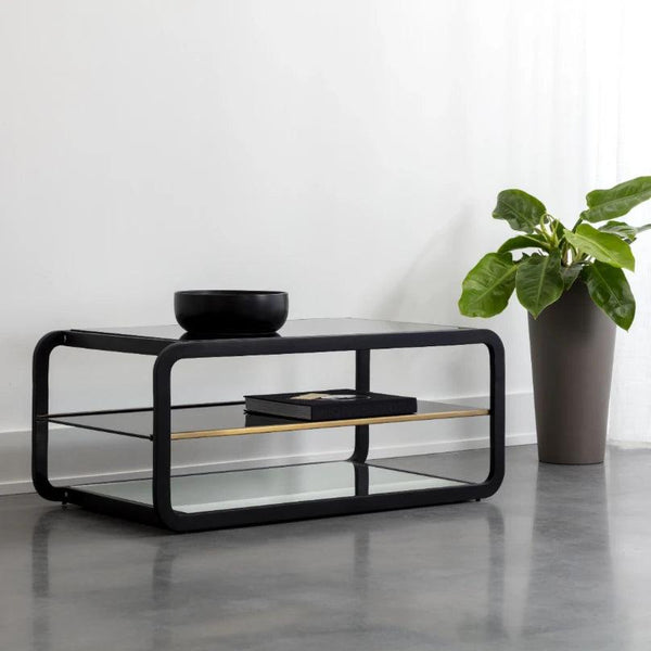 Ambretta Coffee Table Modern Black With Smoked Glass