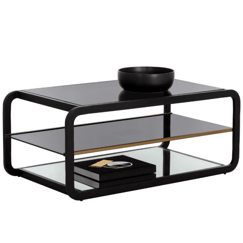 Ambretta Coffee Table Modern Black With Smoked Glass