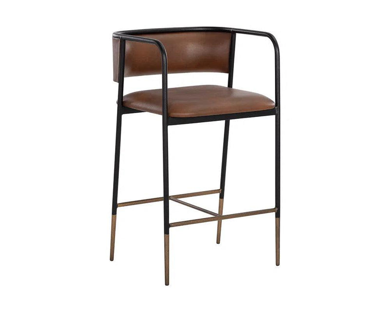 Brenan Leather Upholstered Elegant Counter Stool