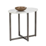 Kiara Side Table Modern White Marble Gunmetal Base