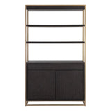 Baldessara Bookcase With Steel Frame And Grey Wood Shelves