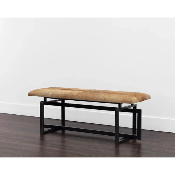 Pilar Cowhide Upholstered Transitional Backless Bench