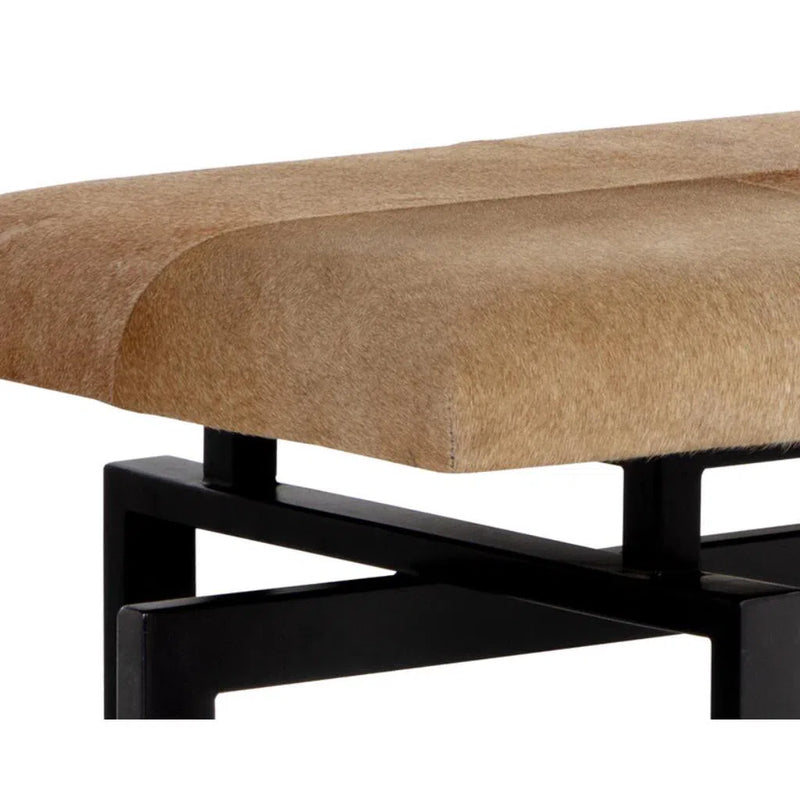 Pilar Cowhide Upholstered Transitional Backless Bench