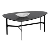 Kiernan Side Table With Black Glass And Iron Base