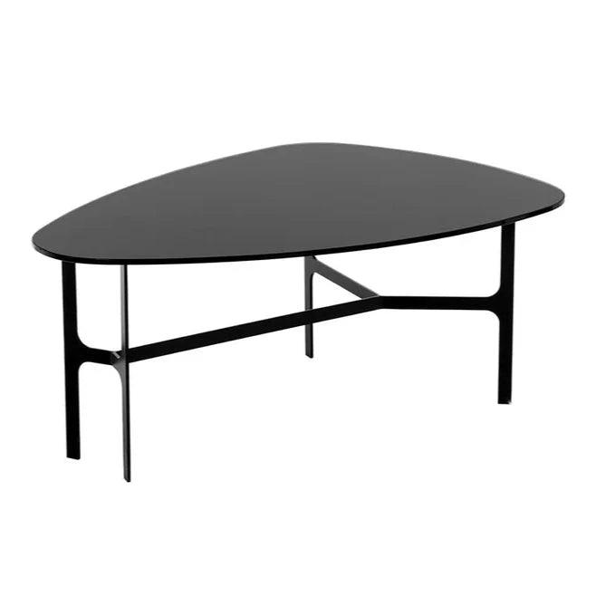 Kiernan Side Table With Black Glass And Iron Base