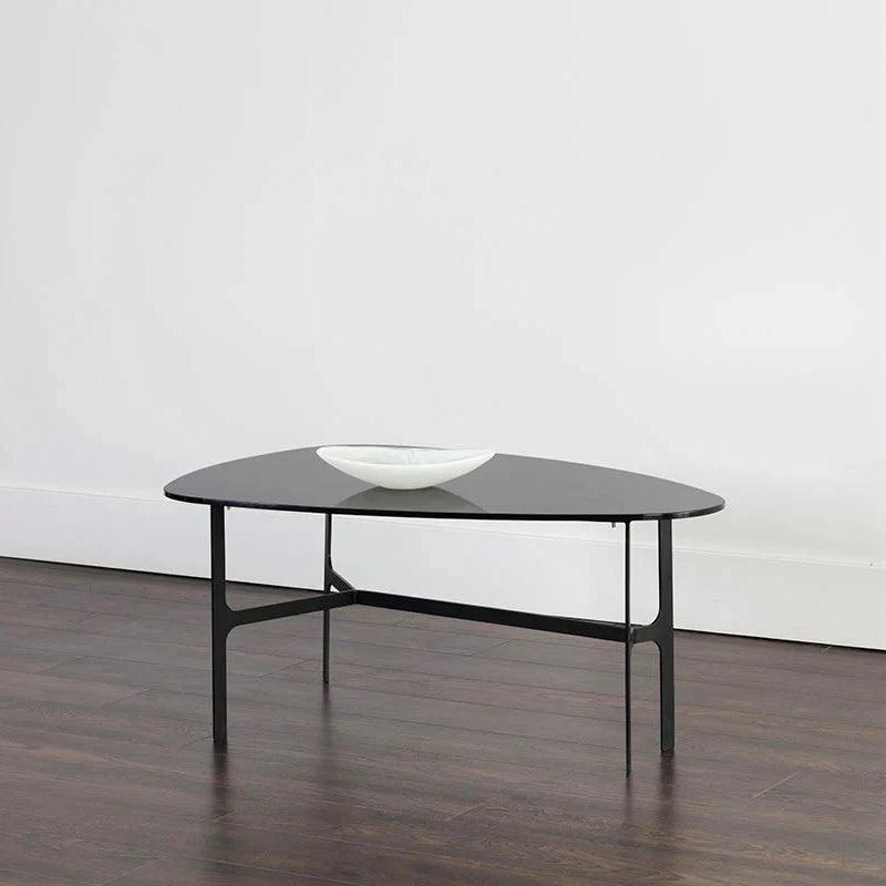 Kiernan Side Table With Black Glass And Iron Base