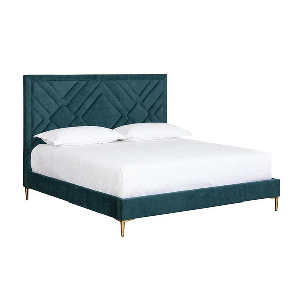 Elizio Fabric Upholstered Mid-Century Styled Bed