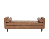 Donnie Leather Upholstered Classic Backless Bench