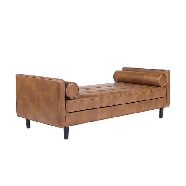 Donnie Leather Upholstered Classic Backless Bench